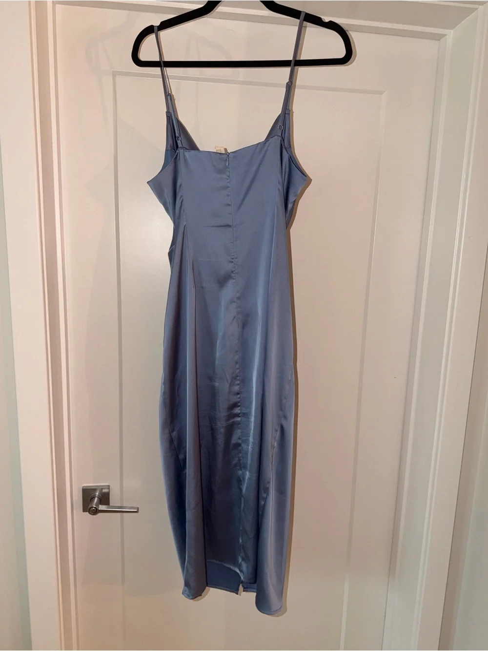 Cowl Neck Satin Midi Dress in Dusty Blue - Picture 3 of 5